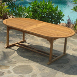 Table à rallonge double Denver 300/260/220x110x75cm - Teck certifié GRADE A + raccords en laiton