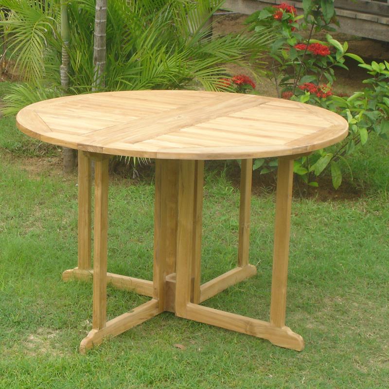 Denver folding table round 120 - Certified teak GRADE A + brass fittings