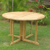 Denver folding table round 120 - Certified teak GRADE A + brass fittings