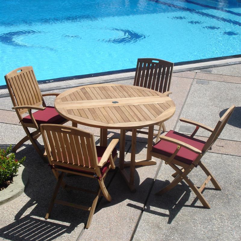 Denver folding chair with armrests - Certified teak GRADE A + brass fittings