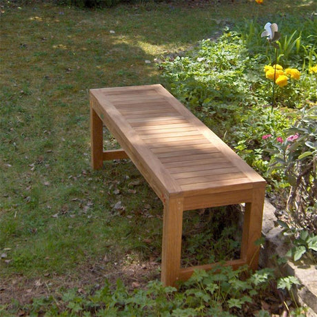 Banc de jardin Hampton sans dossier 140 cm - Teck certifié GRADE A