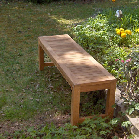 Banc de jardin Hampton sans dossier 150 cm - Teck certifié GRADE A