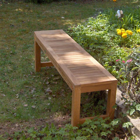 Banc de jardin Hampton sans dossier 160 cm - Teck certifié GRADE A