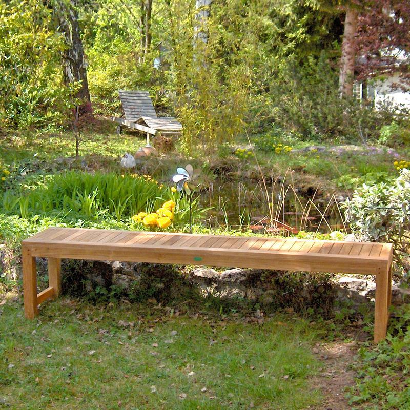 Banc de jardin Hampton sans dossier 180 cm - Teck certifié GRADE A