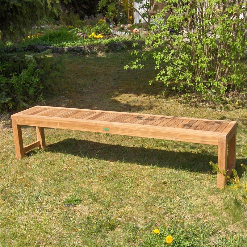 Banc de jardin Hampton sans dossier 180 cm - Teck certifié GRADE A