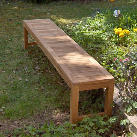 Banc de jardin Hampton sans dossier 200 cm - Teck certifié GRADE A