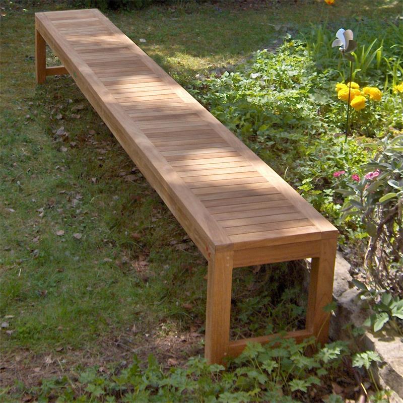 Banc de jardin Hampton sans dossier 240 cm - Teck certifié GRADE A