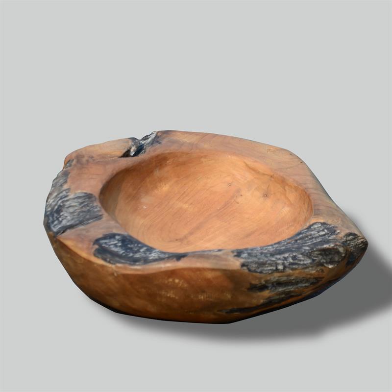 Teak bowl "Jin" small brown with partially black rim