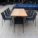 Katta tree edge table 200 x 95-105 x 75 cm teak with anthracite-colored aluminum frame