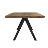 Table Katta Tree Edge 220 x 95-105 x 75 cm en teck avec structure en aluminium anthracite