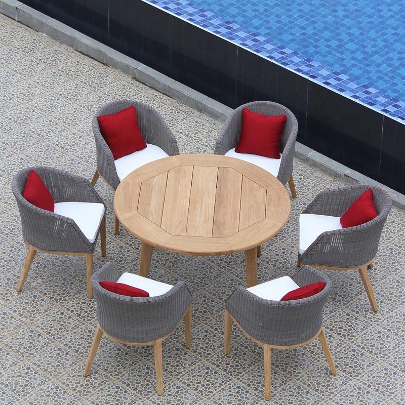 Piedra dining table round 130 x 130 x 75cm Certified teak GRADE A