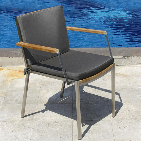 Chaise empilable avec coussin de dossier Ticino avec/sans accoudoir 46x35x4cm Nagata