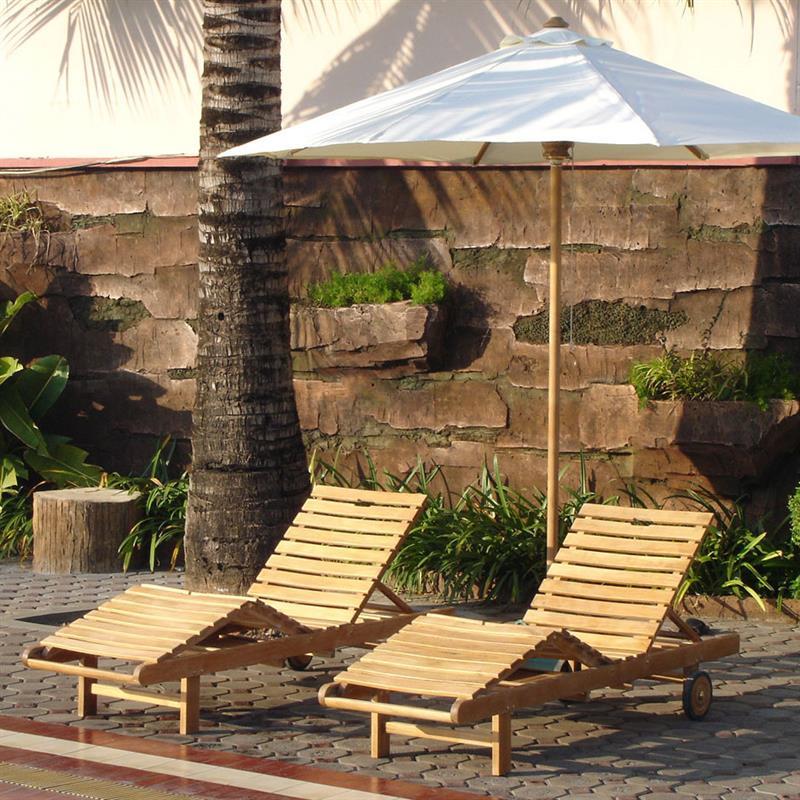 Florida loungers set of 2 - teak GRADE A + brass fittings consisting of 2 Florida loungers 200 x 60 x 31 and 2 lounger cushions in Sunproof