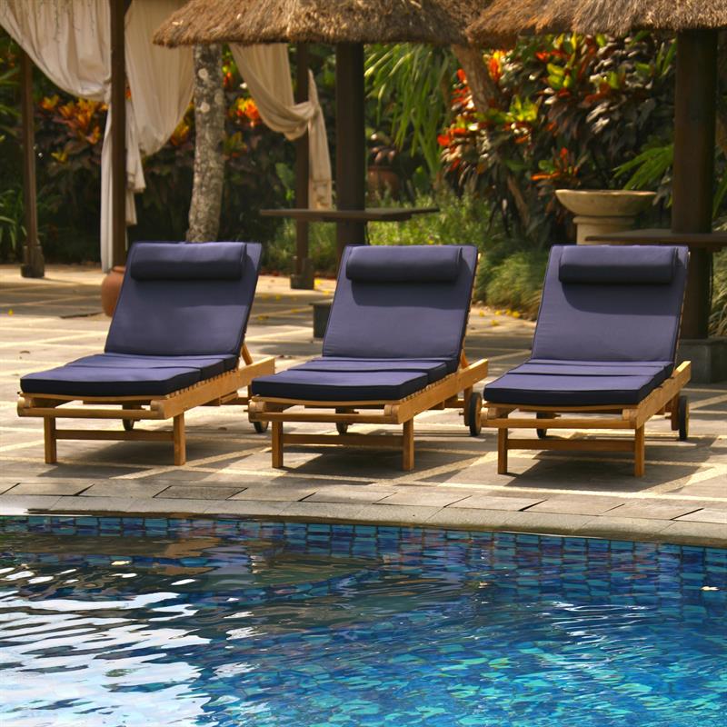 Florida lounger 200 x 60 x 31 cm - Certified teak GRADE A + brass fittings