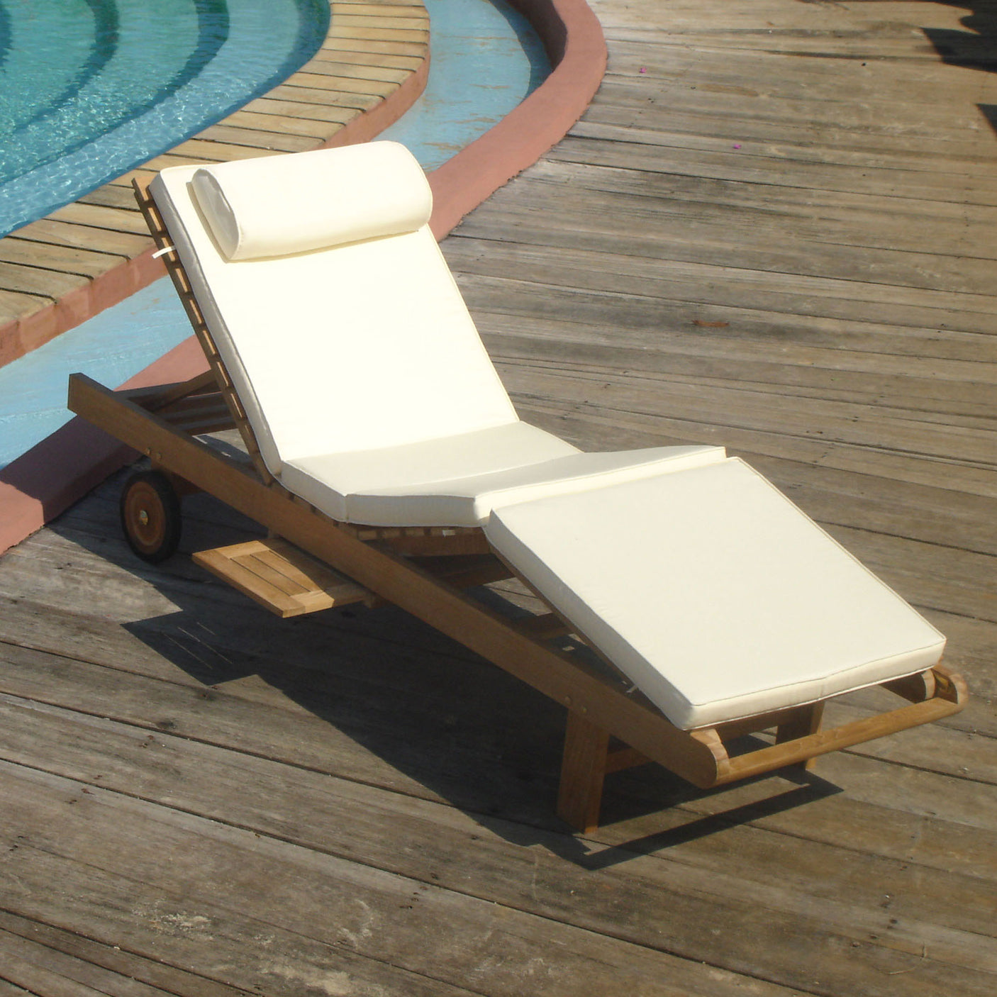 Florida loungers set of 1 - consisting of 1 Florida lounger 200 x 60 x 31 teak GRADE A + brass fittings and 1 lounger cushion in Sunproof