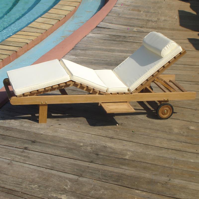 Florida lounger 200 x 60 x 31 cm - Certified teak GRADE A + brass fittings