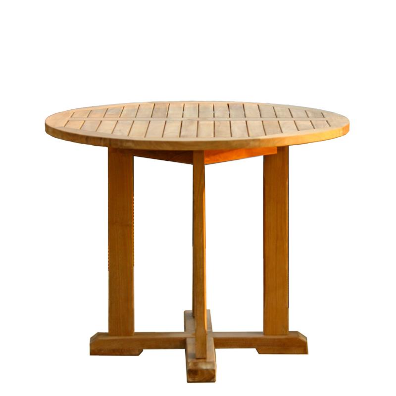 Denver Set 80 consisting of Denver Round Table 80 and 4 Denver Folding Chairs with Armrests Teak with Brass Fittings