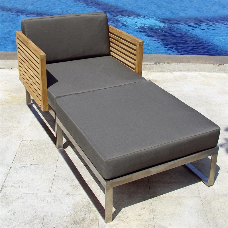 Tessin Lounge Set bestehend aus: 1 x Seitenmodul rechts, 1 x Eckmodul, 1 x Mittelmodul, 1 x Seitenmodul links , 1 x Tessin Einsitzer alle mit Polster in Sunproof und  1x Ottomane ohne Polster