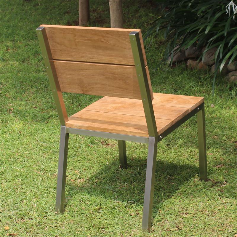 Makan dining chair brushed teak with stainless steel frame 50x63x90 cm