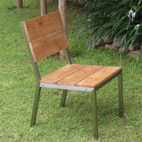 Makan dining chair brushed teak with stainless steel frame 50x63x90 cm