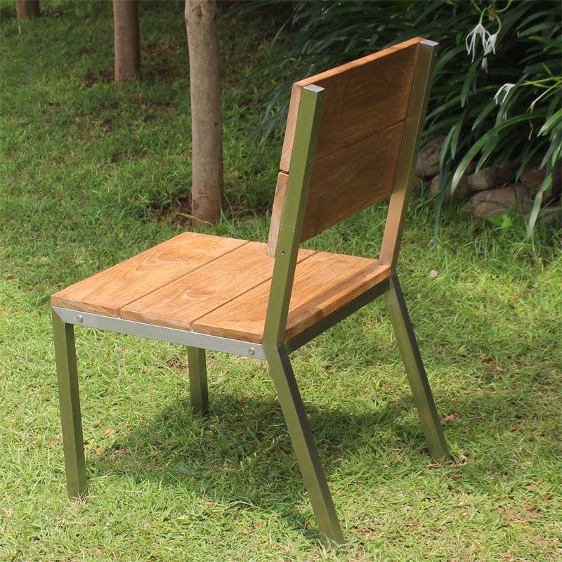 Makan dining chair brushed teak with stainless steel frame 50x63x90 cm