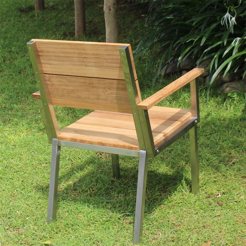 Makan Armchair Teak brushed with stainless steel frame 60x63x90 cm