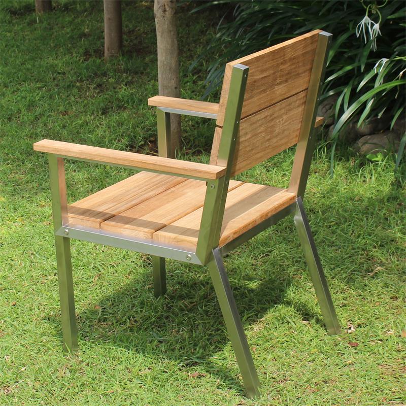 Makan Armchair Teak brushed with stainless steel frame 60x63x90 cm