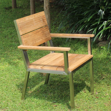 Makan Armchair Teak brushed with stainless steel frame 60x63x90 cm