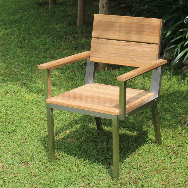 Makan Armchair Teak brushed with stainless steel frame 60x63x90 cm