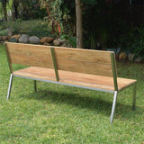 Makan Gartenbank mit Rückenlehne 182 Teak gebürstet mit Edelstahlgestell 182x63x90 cm