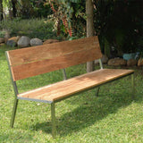 Makan Gartenbank mit Rückenlehne 182 Teak gebürstet mit Edelstahlgestell 182x63x90 cm