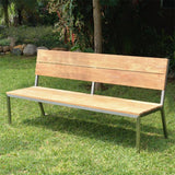 Makan Gartenbank mit Rückenlehne 182 Teak gebürstet mit Edelstahlgestell 182x63x90 cm