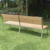 Banc de jardin Makan avec dossier 230 teck brossé avec structure en acier inoxydable 230x63x90 cm