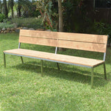 Makan Gartenbank mit Rückenlehne 230 Teak gebürstet mit Edelstahlgestell 230x63x90 cm