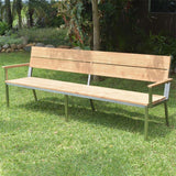 Makan Gartenbank mit Rücken- und Armlehne 240 Teak gebürstet mit Edelstahlgestell 240x63x90 cm