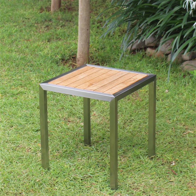 Makan Hocker/Beistelltisch 45 x 45 x 50 cm Teak mit Edelstahlgestell