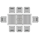 Ensemble de table extensible Moselle 220 composé d'une table extensible Moselle 220/160 x 100 et de chaises empilables Moselle en teck avec acier inoxydable