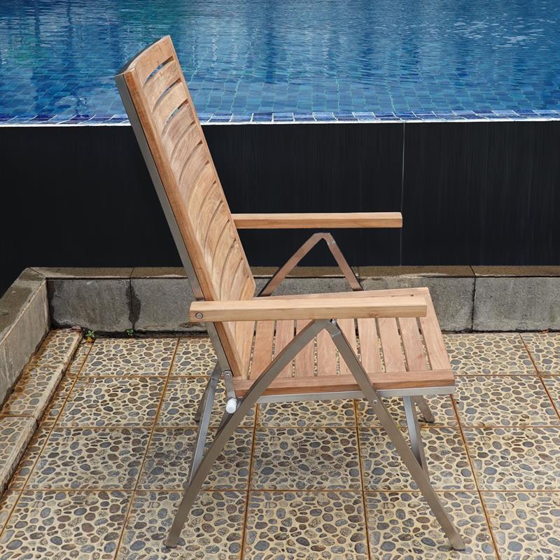 Moselle high-back chair - certified teak GRADE A + stainless steel frame