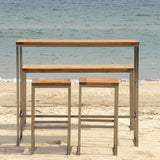 Florence Bar Set 2-1 bestehend aus Florence Bar Tisch mit 2 Florence Bar Hockern und 1 Florence Bar Bank aus Teak und Edelstahl