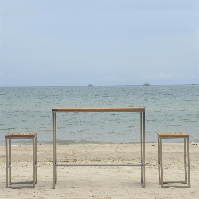 Florence Bar Table Teak with Stainless Steel