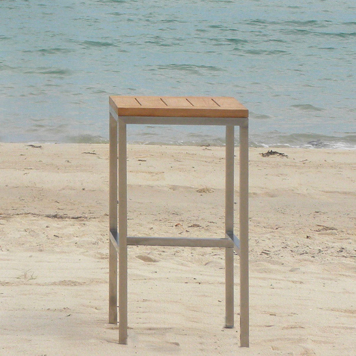 Florence Bar Stool 40 x 40 x 75cm Teak with Stainless Steel Frame