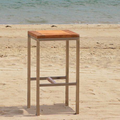 Florence Bar Hocker 40 x 40 x 75cm Teak mit Edelstahlgestell