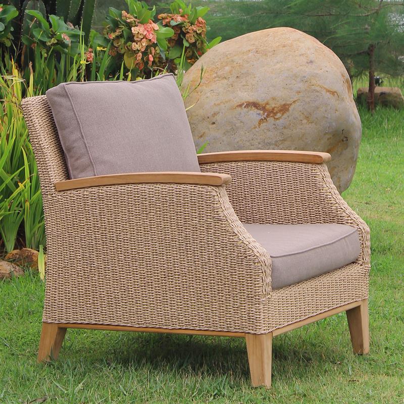 Stokeham Armchair 1 Seater 74 x 91 x 86 cm Wicker with Teak Legs