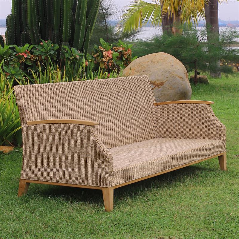 Stokeham Sofa 2 Seater 137.5 x 91 x 86 cm Wicker with Teak Legs