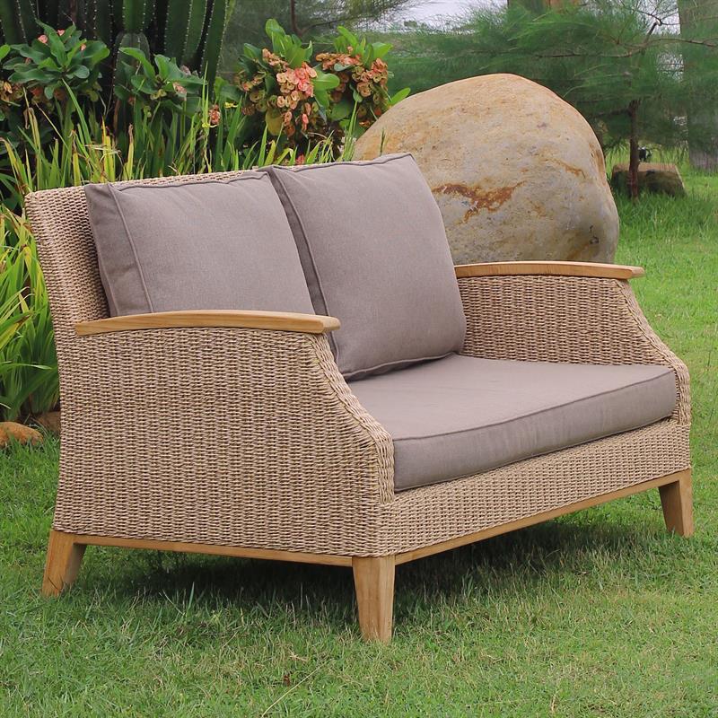 Stokeham Sofa 2 Seater 137.5 x 91 x 86 cm Wicker with Teak Legs