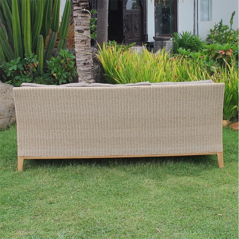 Stokeham Sofa 3 Seater 200.5 x 91 x 86 cm Wicker with Teak Legs