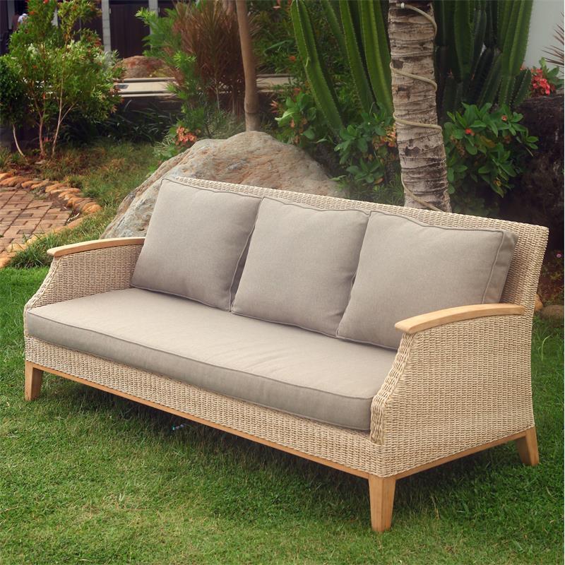 Stokeham Sofa 3 Sitzer  200,5 x 91 x 86 cm Geflecht mit Teakholzbeinen