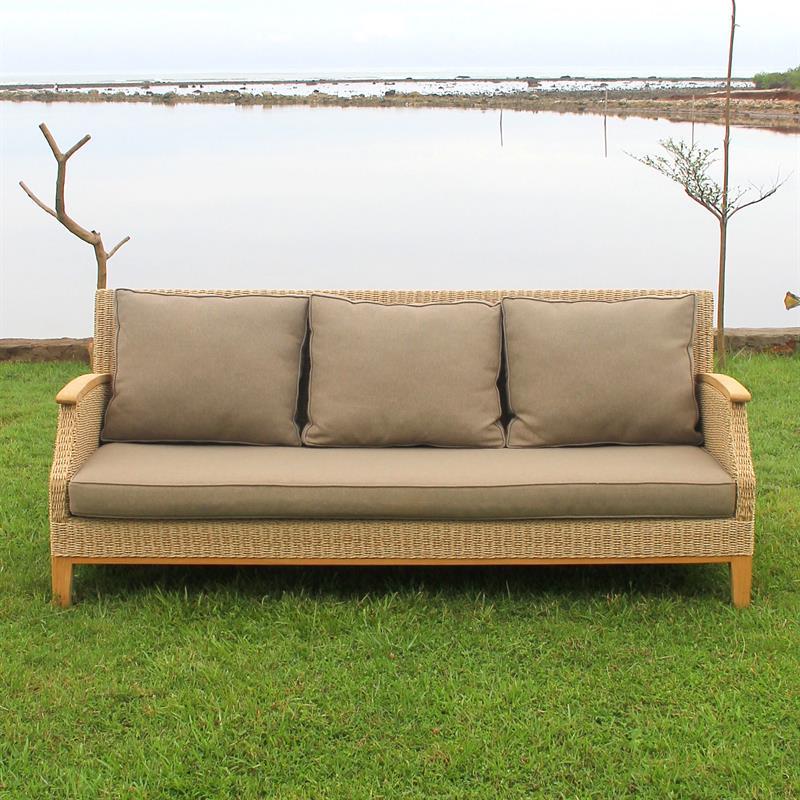 Stokeham Sofa 3 Sitzer  200,5 x 91 x 86 cm Geflecht mit Teakholzbeinen