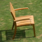 Nivelle stacking chair with armrest - Certified Teak GRADE A + stainless steel fittings