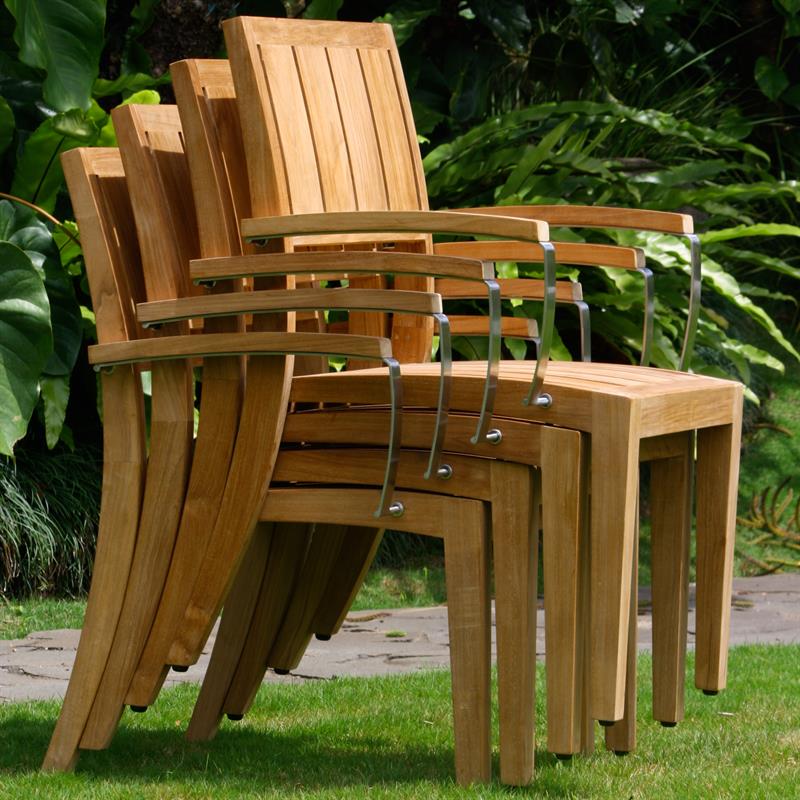 Nivelle stacking chair - Certified teak GRADE A + stainless steel fittings